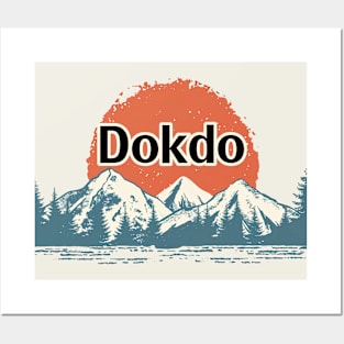 Dokdo Sunrise: Majestic Mountain Range Vintage Art Posters and Art